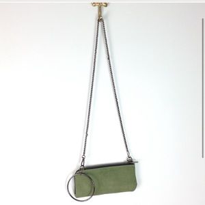 Zara green crossbody clutch with chain strap